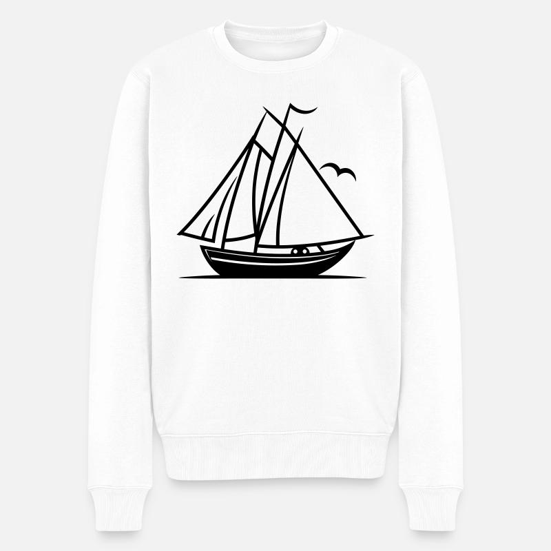 Segelschiff - Männer Premium Bio Pullover - Weiß