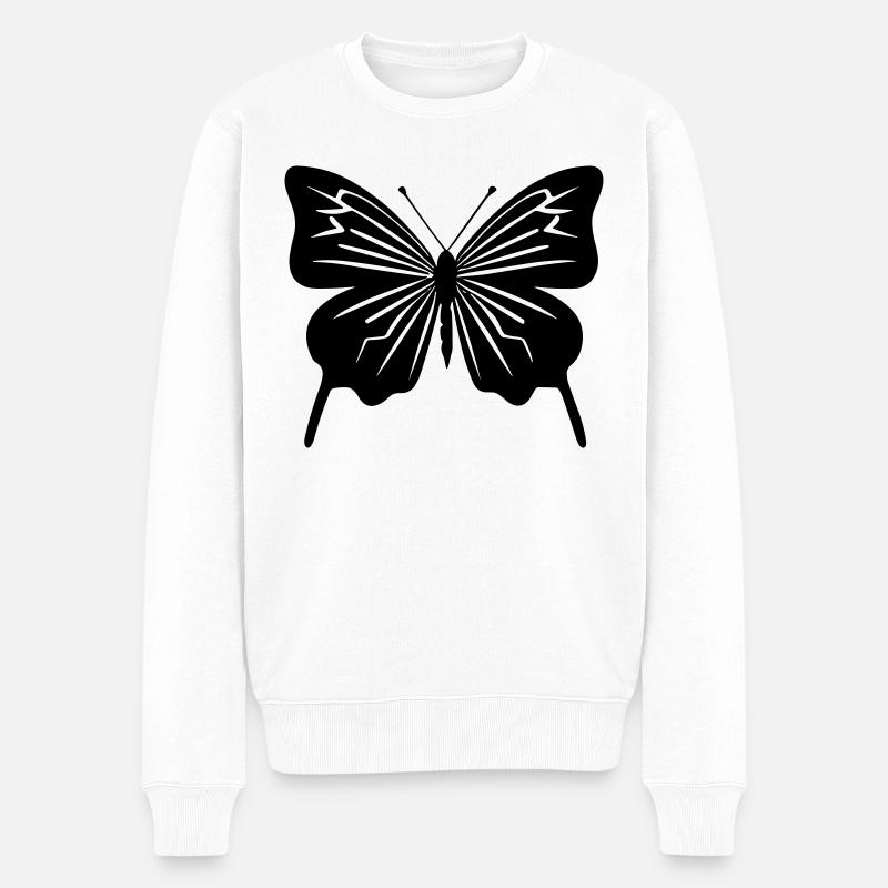 Schmetterling - Männer Premium Bio Pullover - Weiß