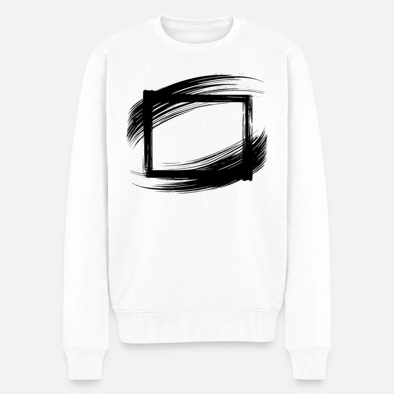 Pinselstrich Rahmen - Männer Premium Bio Pullover - Weiß