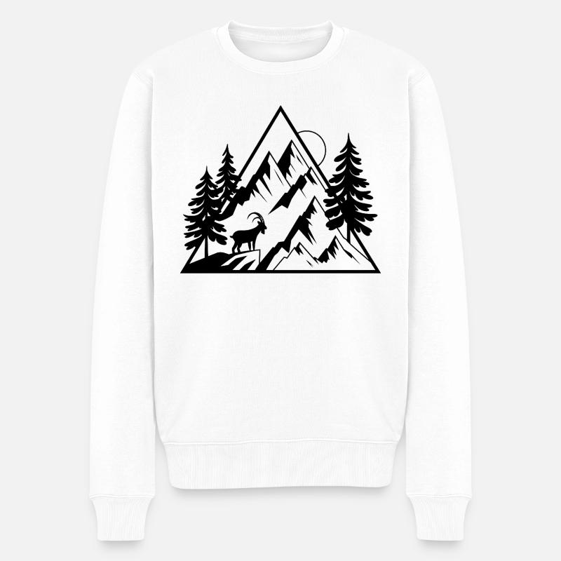 Alpen Berge Steinbock - Männer Premium Bio Pullover - Weiß