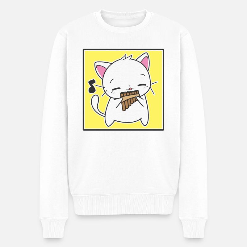 Chat flûte - Pull Premium bio Homme - blanc