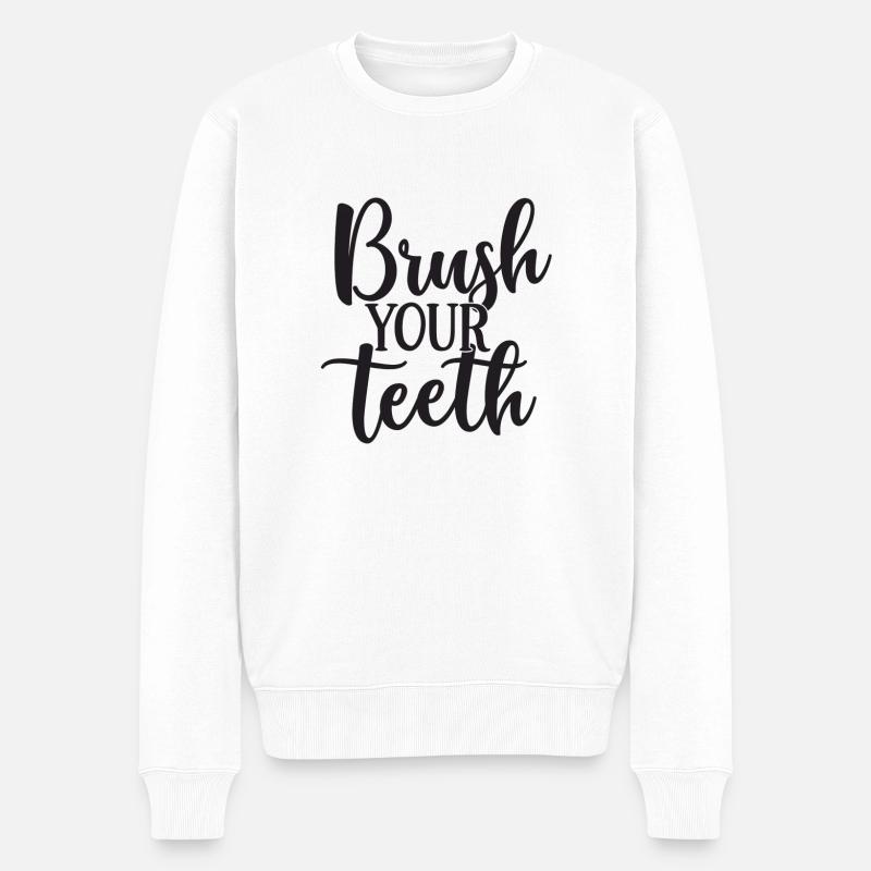 Putz dir die Zähne - Männer Premium Bio Pullover - Weiß