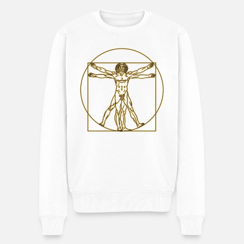 VITRUVIOUS MAN - Männer Premium Bio Pullover - Weiß