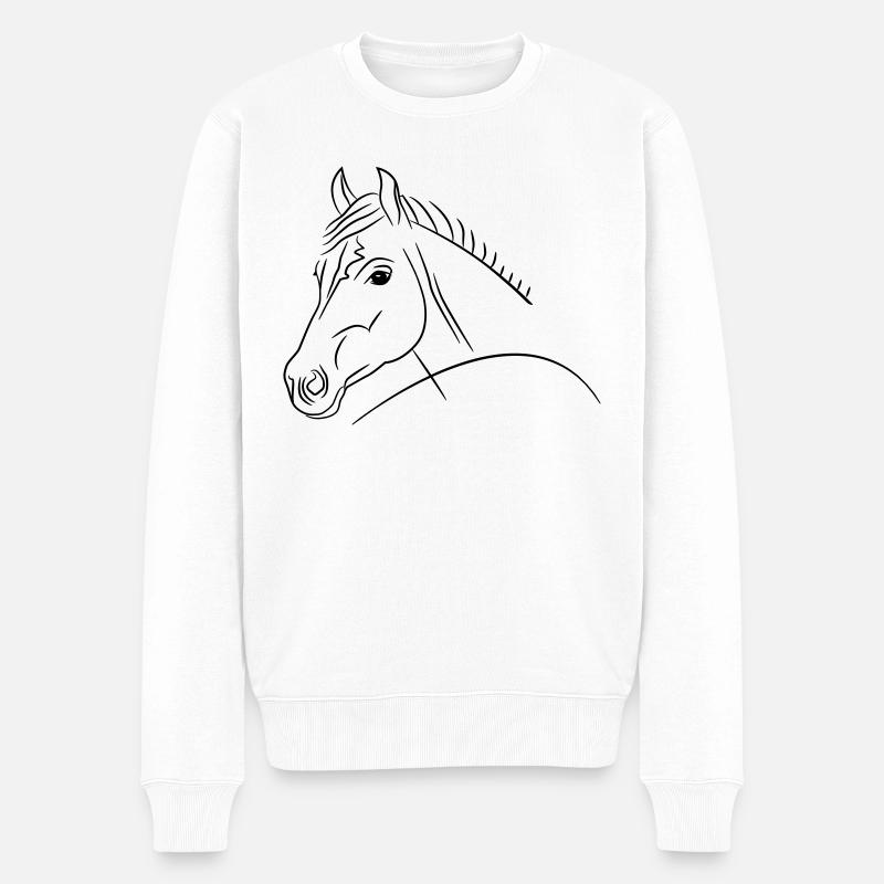 Illustration de tête de cheval - Pull Premium bio Homme - blanc