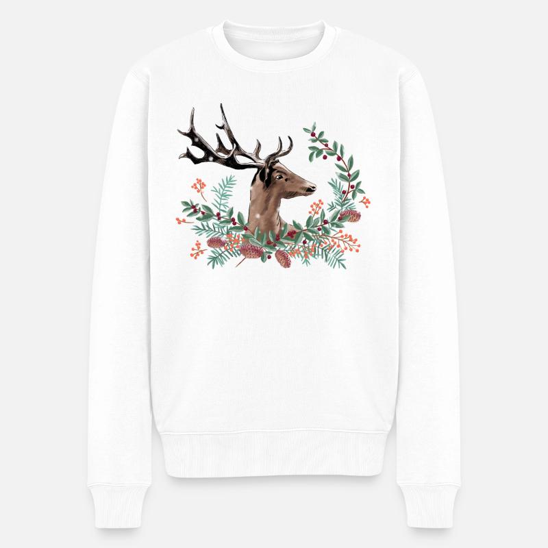 Cerf festif - Pull Premium bio Homme - blanc