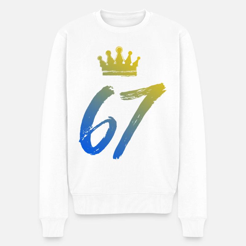 67 Zahl Krone - Männer Premium Bio Pullover - Weiß