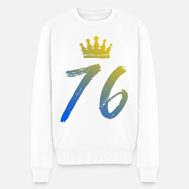 76 Couronne numérique - Pull Premium bio Homme - blanc