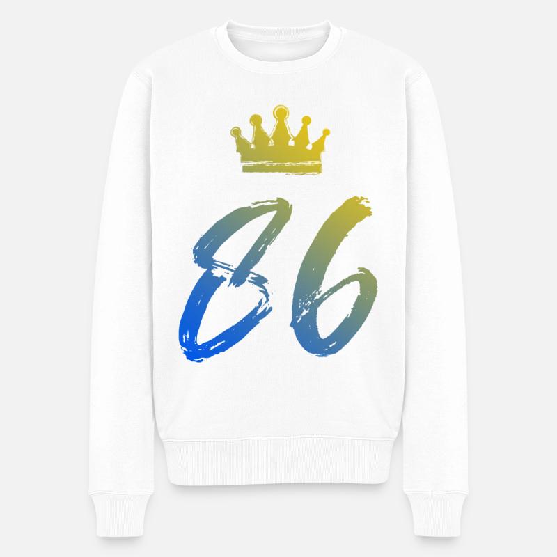 86 Zahl Krone - Männer Premium Bio Pullover - Weiß
