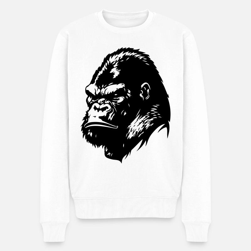 Gorilla Kopf - Männer Premium Bio Pullover - Weiß
