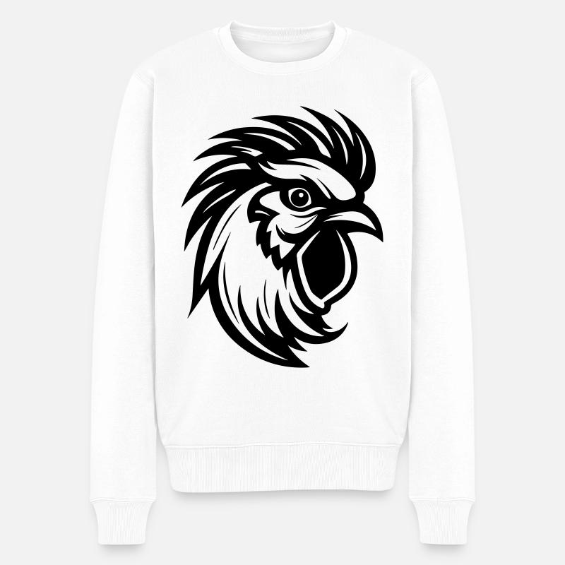 Hahn Tier - Männer Premium Bio Pullover - Weiß