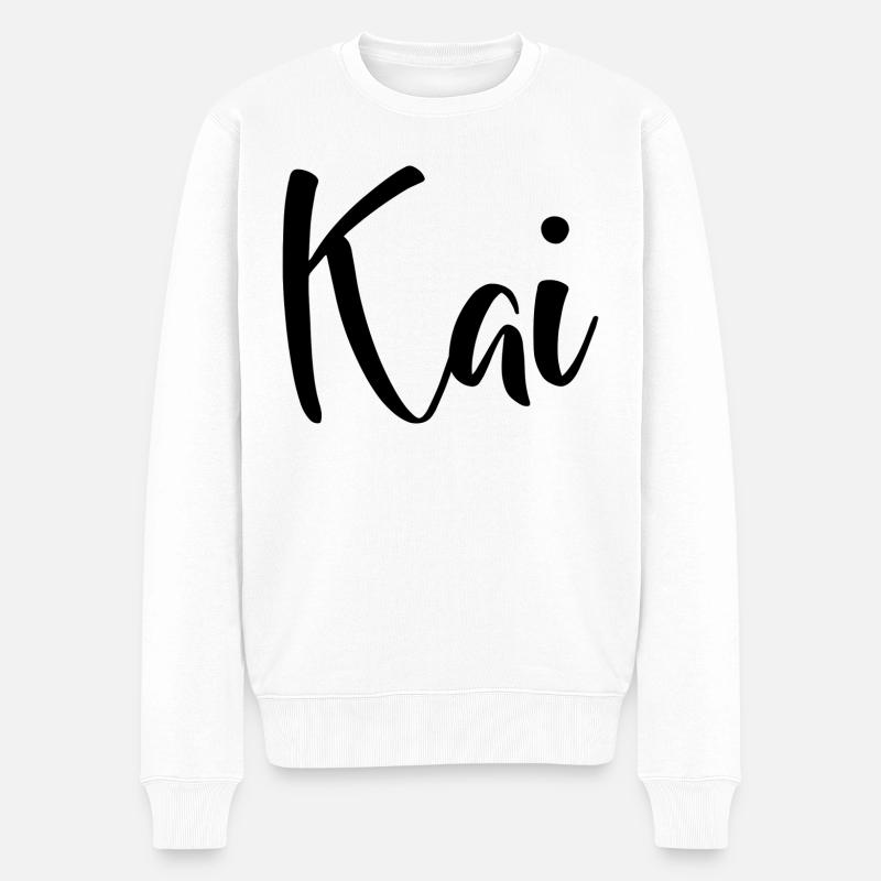 Name - Kai - Männer Premium Bio Pullover - Weiß