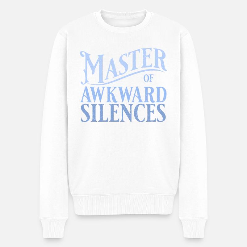 Maître des silences gênants en bleu - Pull Premium bio Homme - blanc