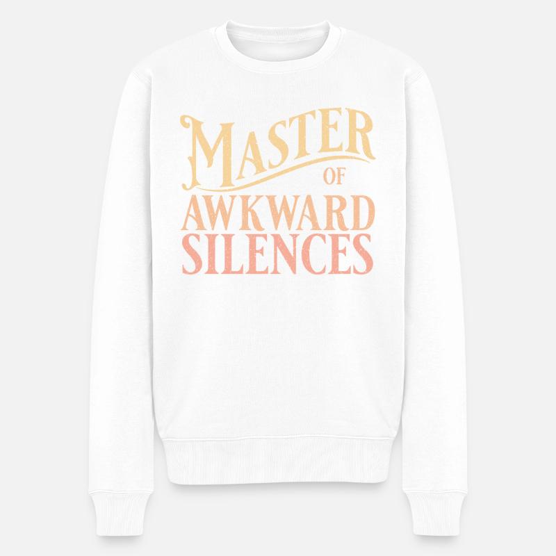 Maître des silences gênants en jaune - Pull Premium bio Homme - blanc