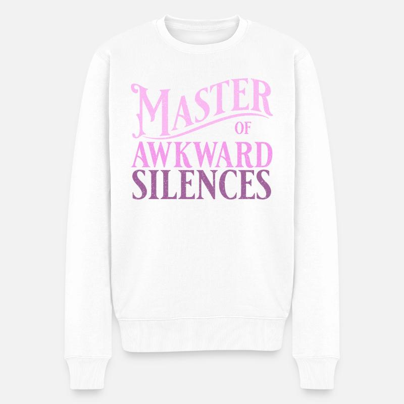 Master of awkward silences in pink - Männer Premium Bio Pullover - Weiß