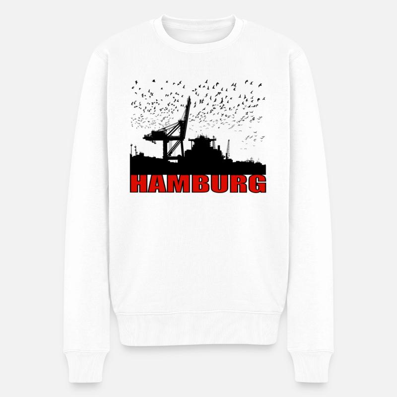 HH HAFEN - Männer Premium Bio Pullover - Weiß