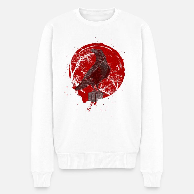 Krähe Rabe Vogel - Männer Premium Bio Pullover - Weiß