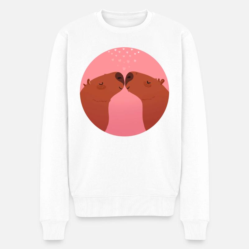 Capybara Liebe - Männer Premium Bio Pullover - Weiß