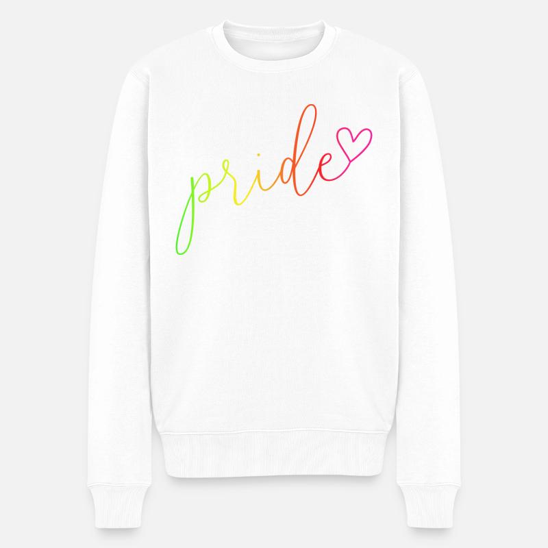 Pride Arc-en-ciel Couleurs Police - Pull Premium bio Homme - blanc
