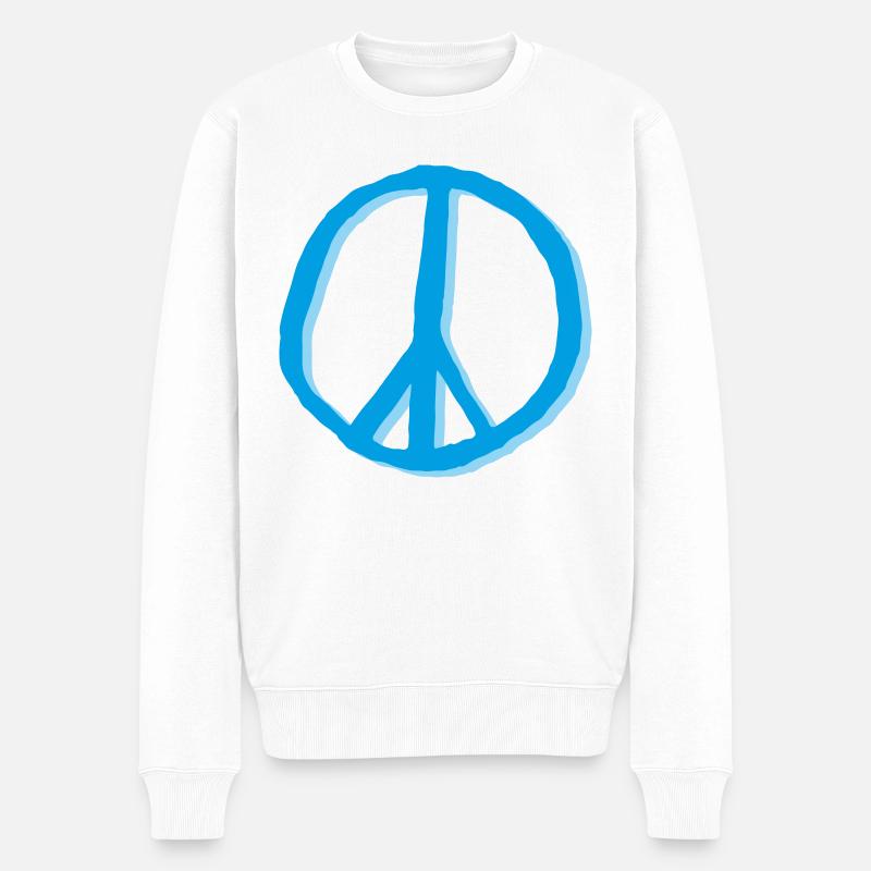 Peacezeichen Friedenszeichen Zeichen - Männer Premium Bio Pullover - Weiß