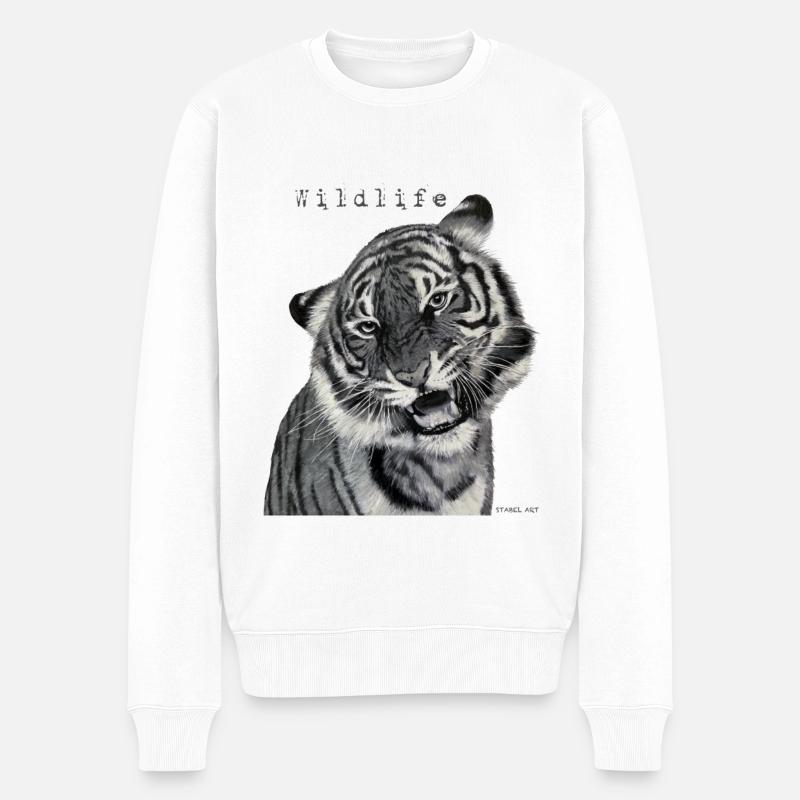 Tiger - Männer Premium Bio Pullover - Weiß