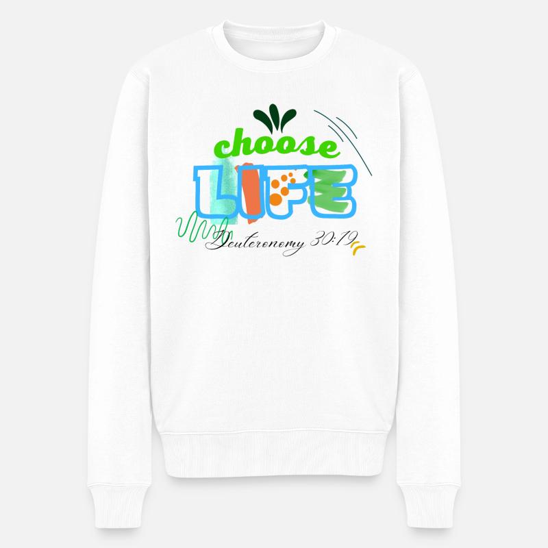 LIFE - Männer Premium Bio Pullover - Weiß