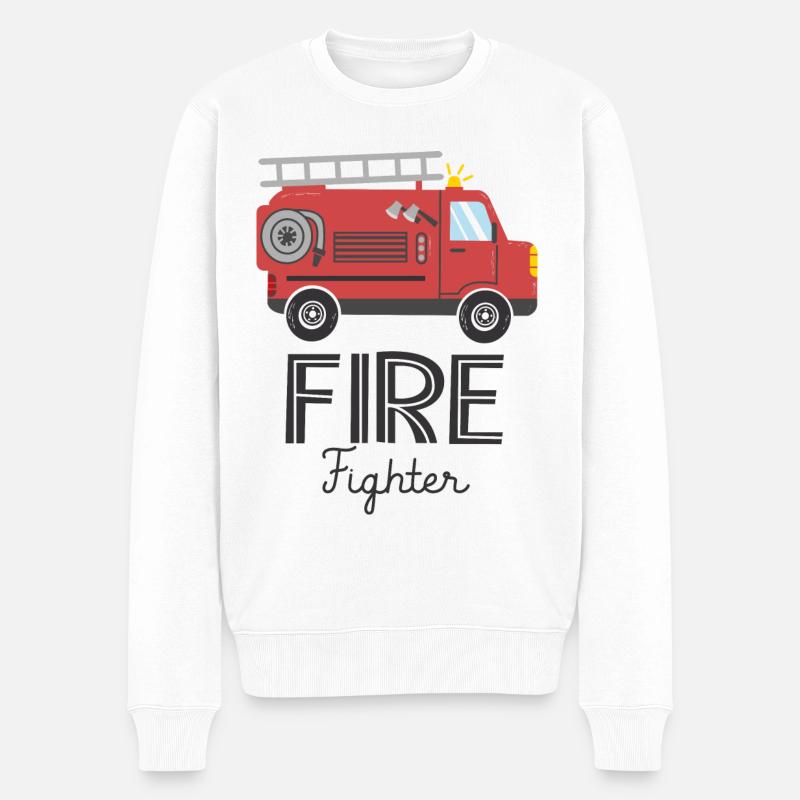 pompier camion de pompiers sapeurs pompiers - Pull Premium bio Homme - blanc