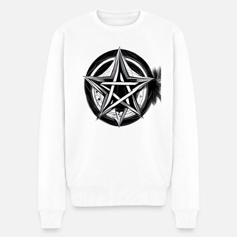 Pentagramme Noir Blanc Invocation Magie Noire - Pull Premium bio Homme - blanc