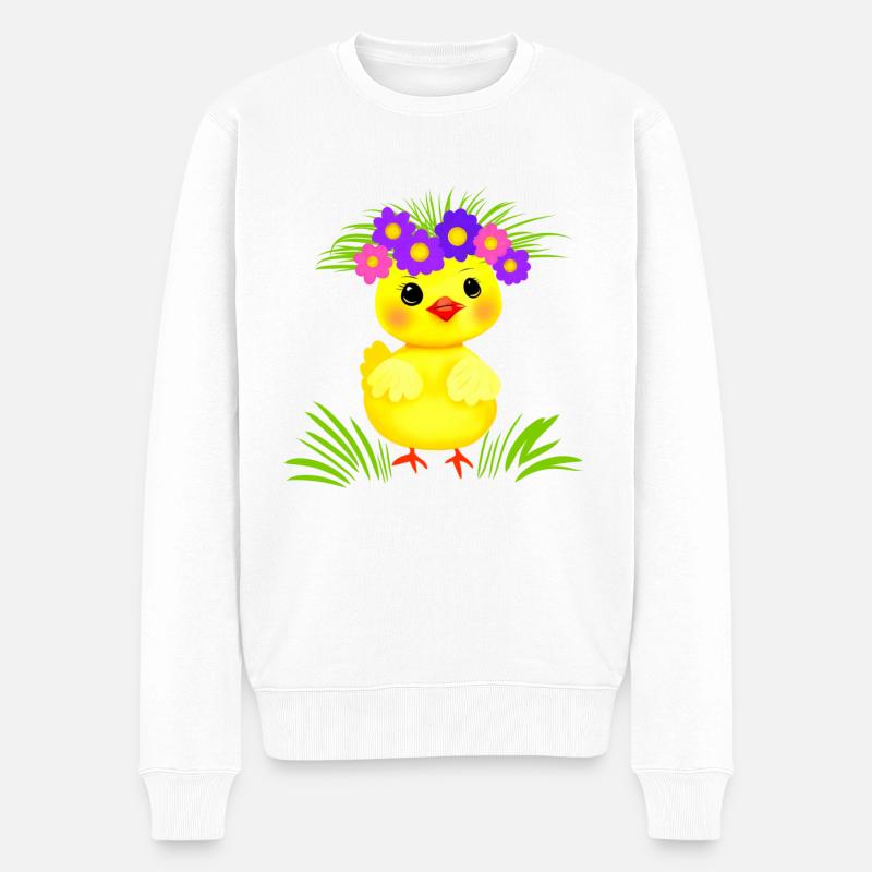 Kleines Huhn - Männer Premium Bio Pullover - Weiß