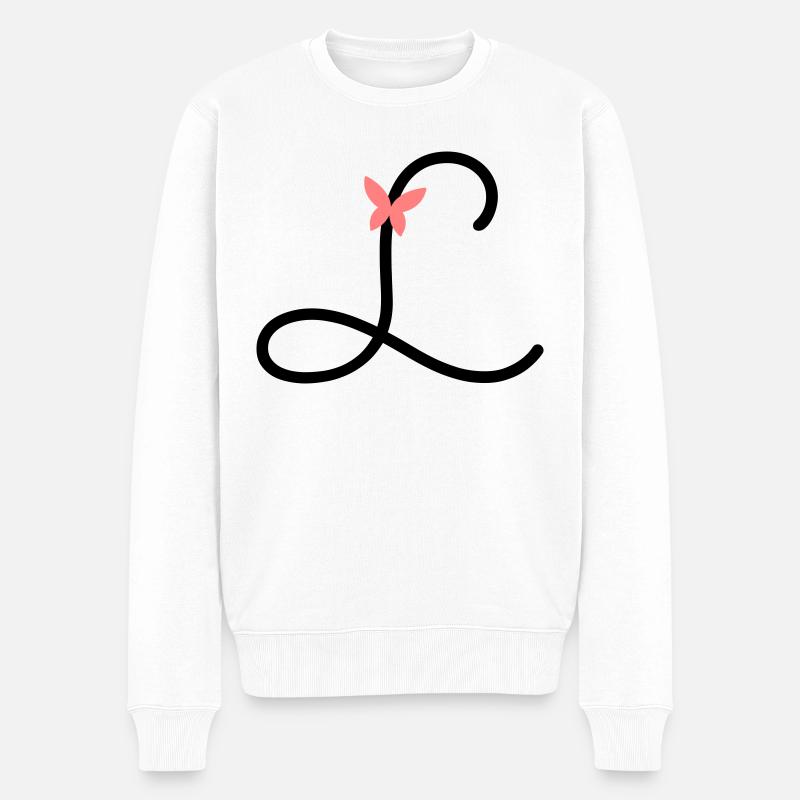 Lettre L Papillon Lettre - Pull Premium bio Homme - blanc