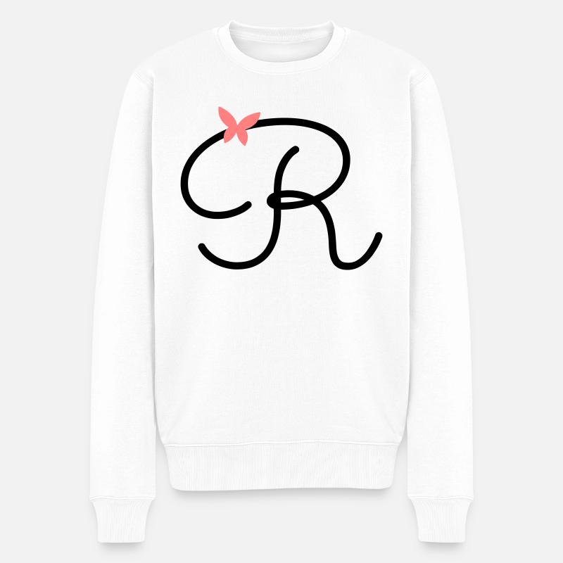 Lettre R Papillon Lettre - Pull Premium bio Homme - blanc