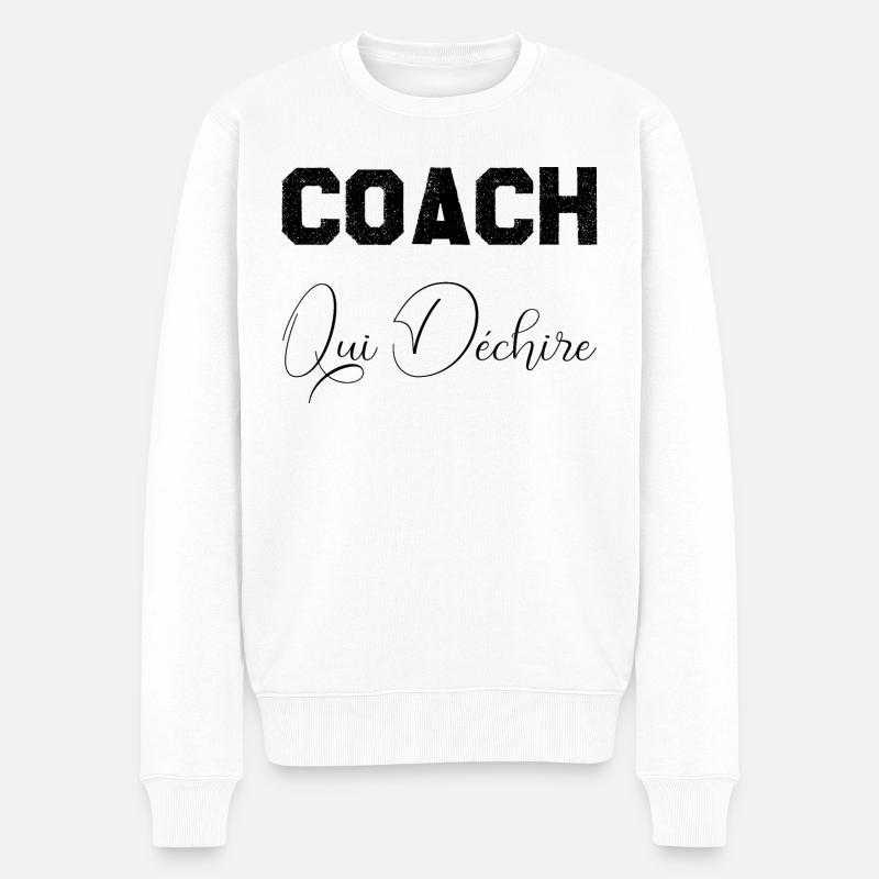 Coach Wer - Männer Premium Bio Pullover - Weiß