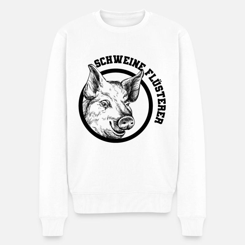 Schweine Flüsterer - Männer Premium Bio Pullover - Weiß