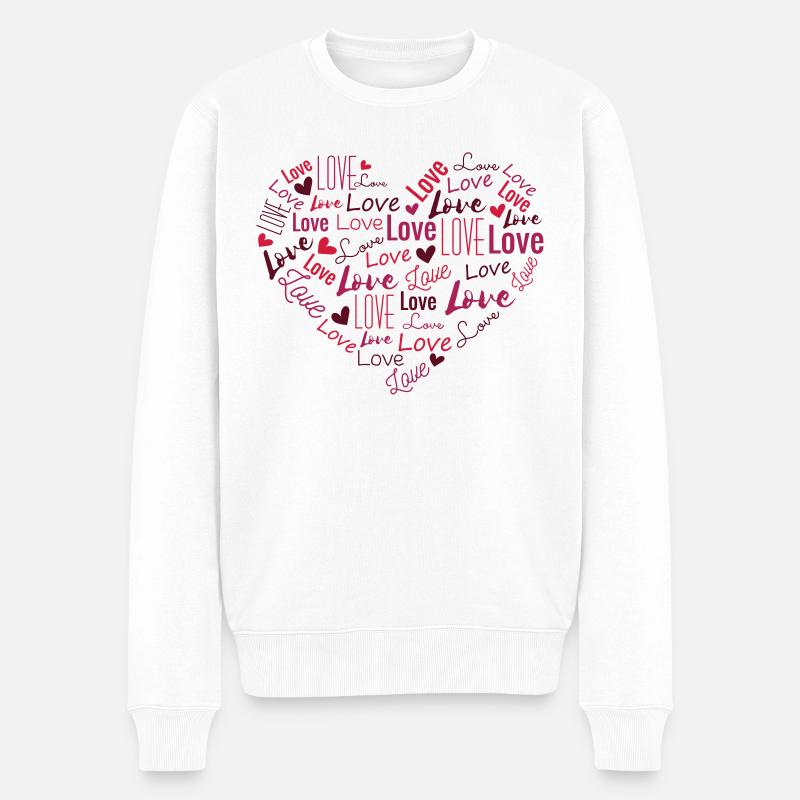 Herz mit LOVE - Männer Premium Bio Pullover - Weiß