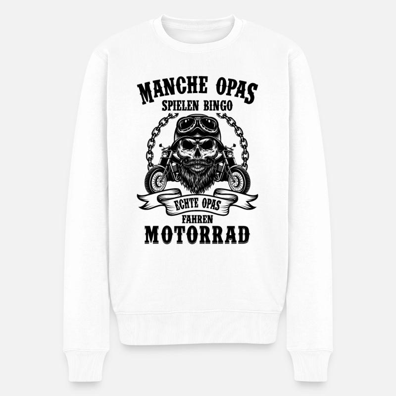 Motorrad Opa - Männer Premium Bio Pullover - Weiß