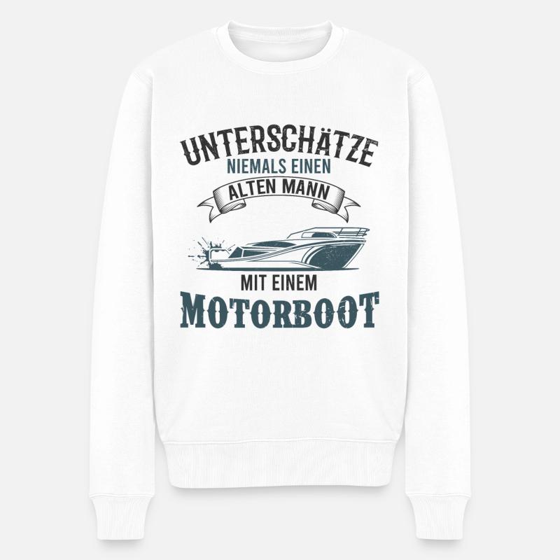 Motorboot - Männer Premium Bio Pullover - Weiß