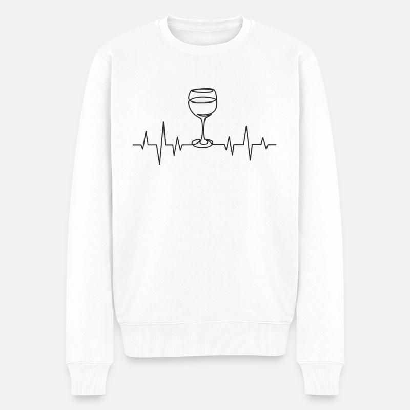 Wein Herzschlag - Männer Premium Bio Pullover - Weiß