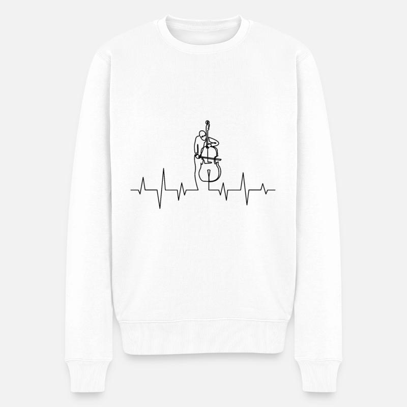 Kontrabass Herzschlag - Männer Premium Bio Pullover - Weiß