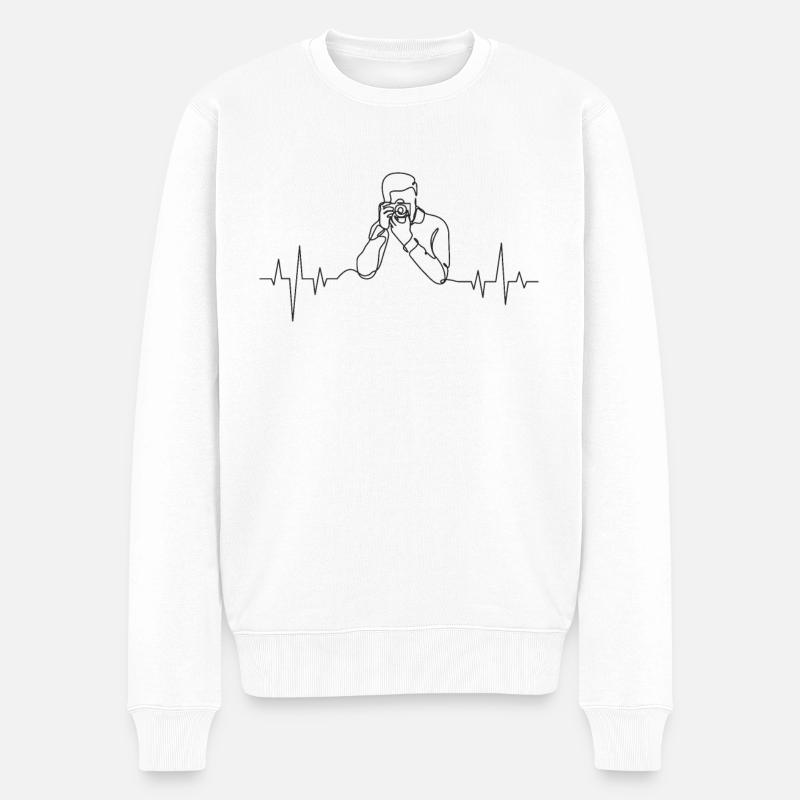 Fotograf Herzschlag - Männer Premium Bio Pullover - Weiß