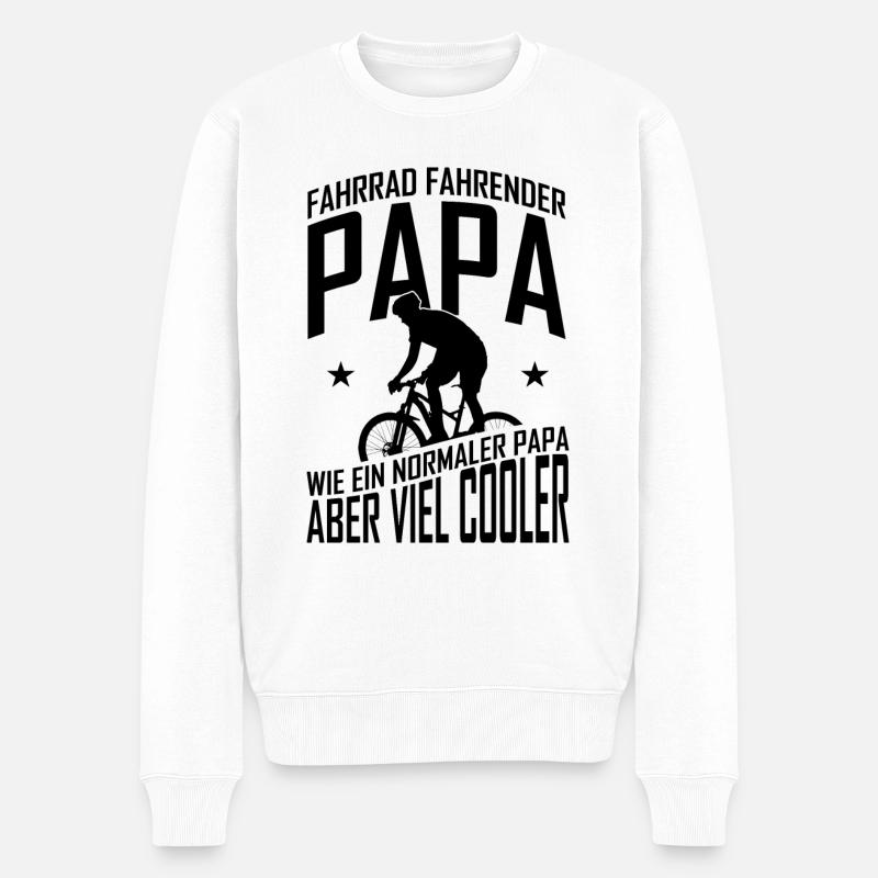 Fahrrad Papa - Männer Premium Bio Pullover - Weiß