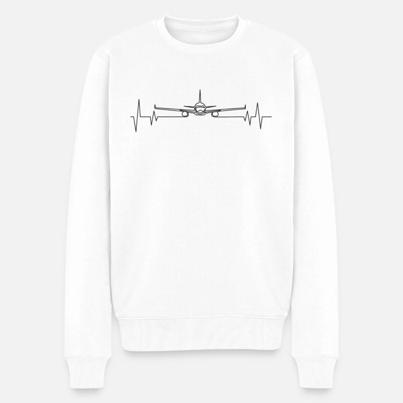 Battement de coeur d'avion - Pull Premium bio Homme - blanc