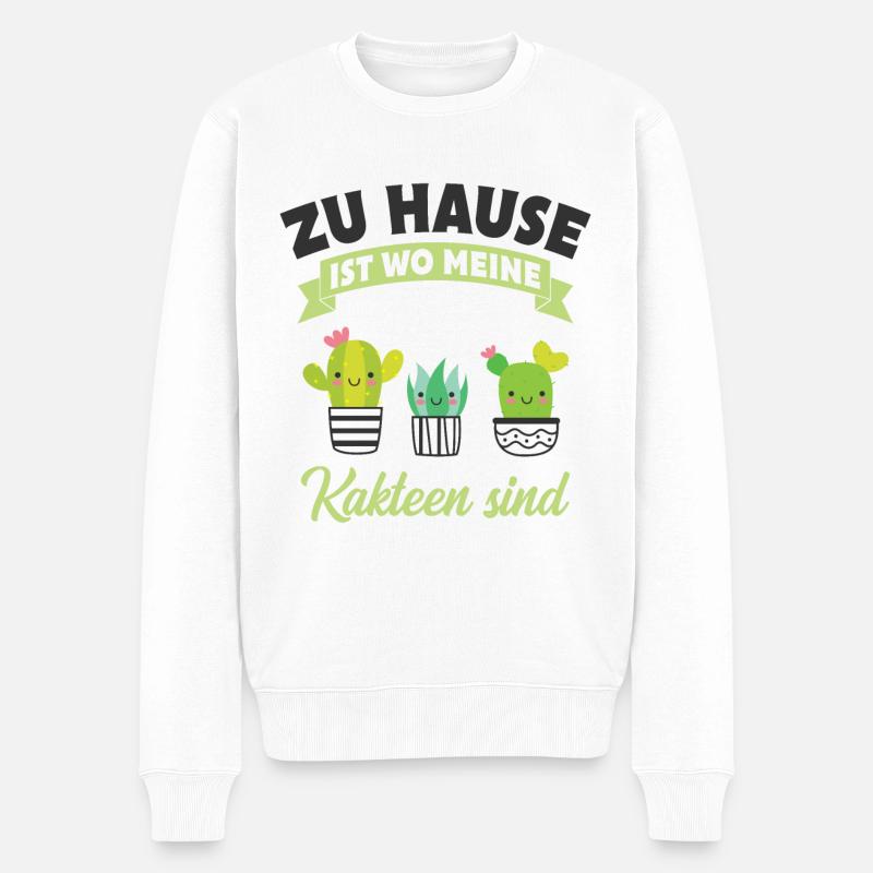 Kaktus - Männer Premium Bio Pullover - Weiß