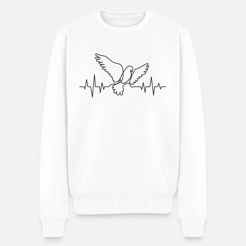 Tauben Herzschlag - Männer Premium Bio Pullover - Weiß