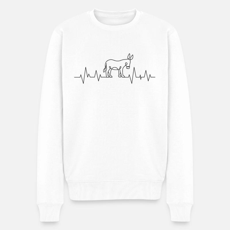 Esel Herzschlag - Männer Premium Bio Pullover - Weiß