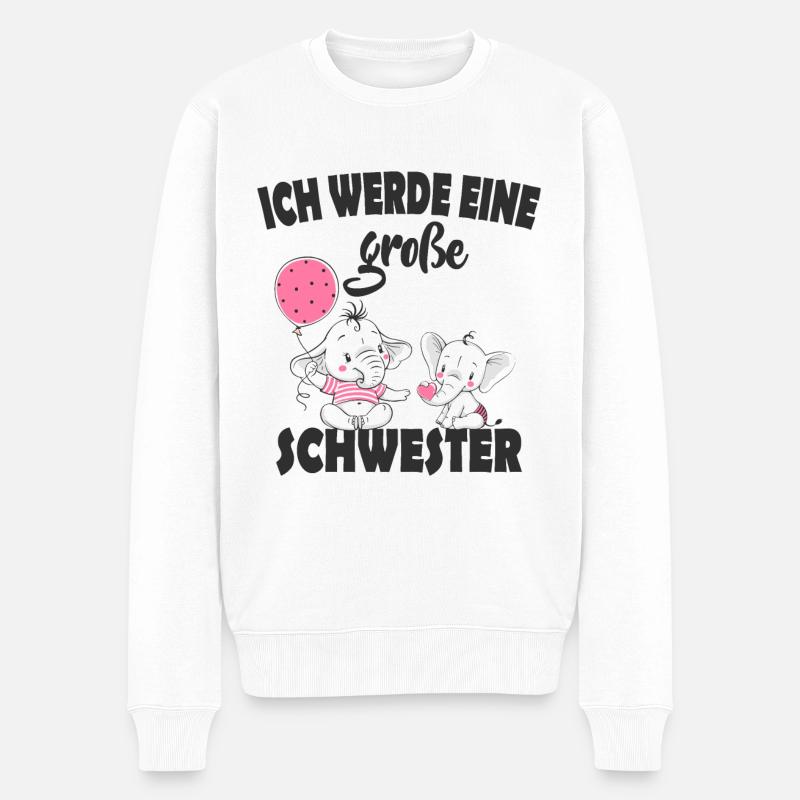 Große Schwester Elefanten - Männer Premium Bio Pullover - Weiß