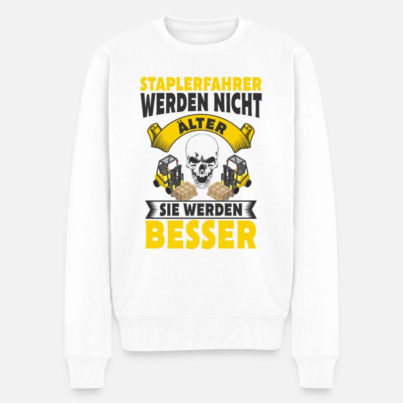 Gabelstapler - Männer Premium Bio Pullover - Weiß