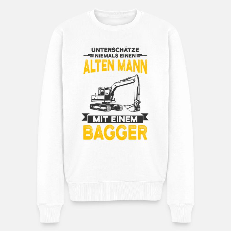 Bagger - Männer Premium Bio Pullover - Weiß