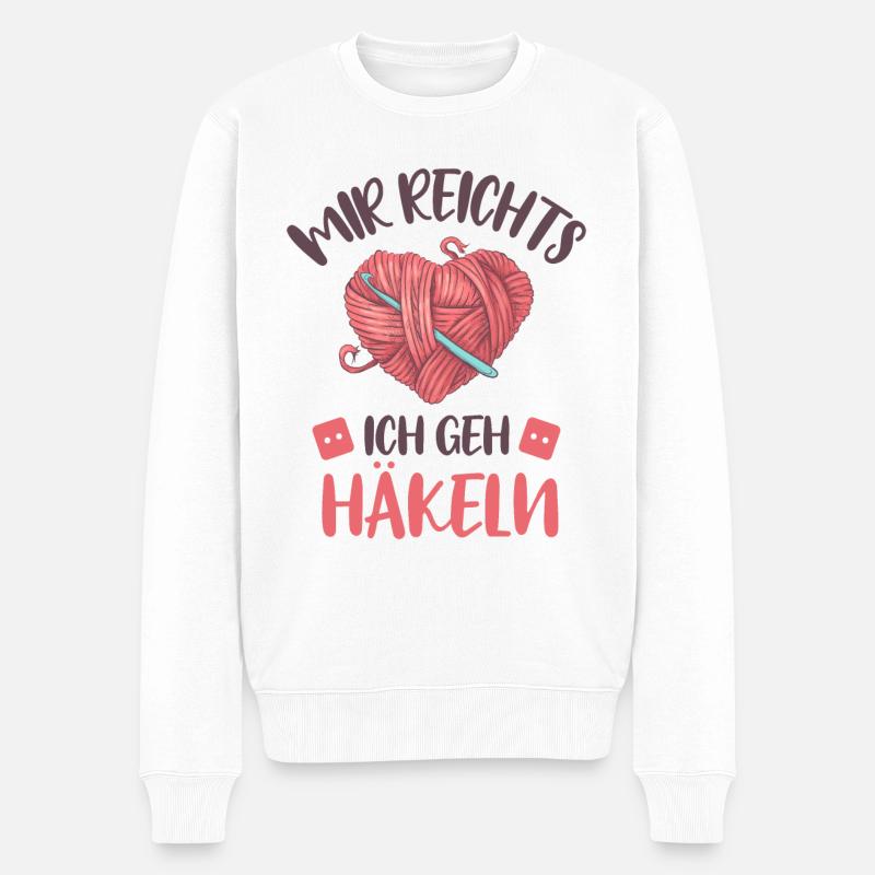 Häkeln - Männer Premium Bio Pullover - Weiß