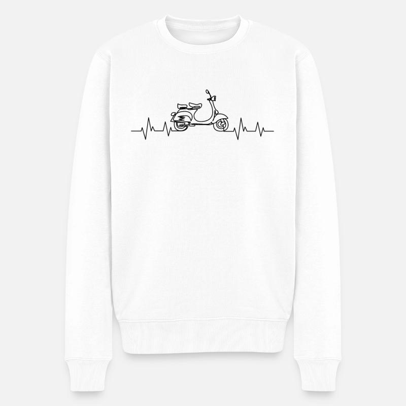 Motorroller Herzschlag - Männer Premium Bio Pullover - Weiß