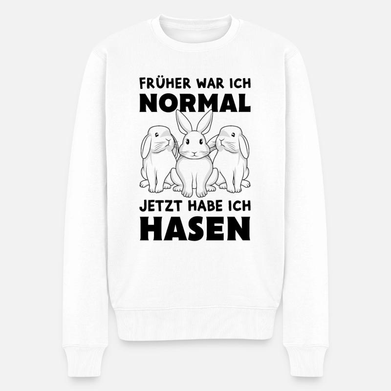 Hase - Männer Premium Bio Pullover - Weiß