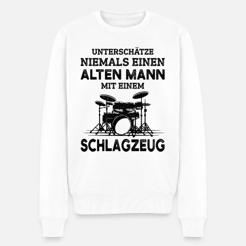 Schlagzeuger - Männer Premium Bio Pullover - Weiß